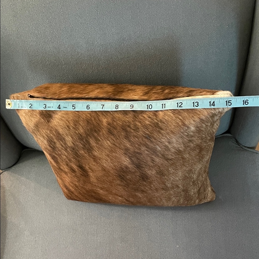Luxurious Brown Cowhide Leather Accent Pillow - Picture 4 of 9